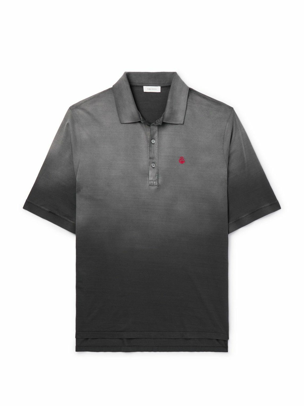 Photo: Alexander McQueen - Logo-Embroidered Dégradé Cotton-Jersey Polo Shirt - Gray