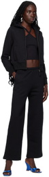 Fax Copy Express Black Embroidered Sweatpants
