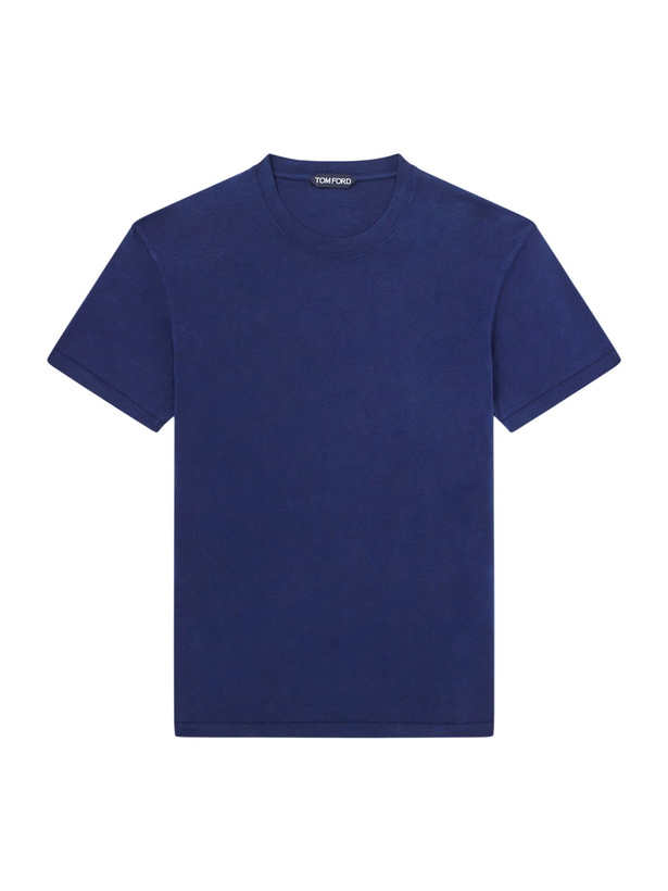 Photo: TOM FORD - Lyocell and Cotton-Blend T-Shirt - Blue