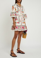 Farm Rio Delicate Forest Printed Cotton Mini Dress White