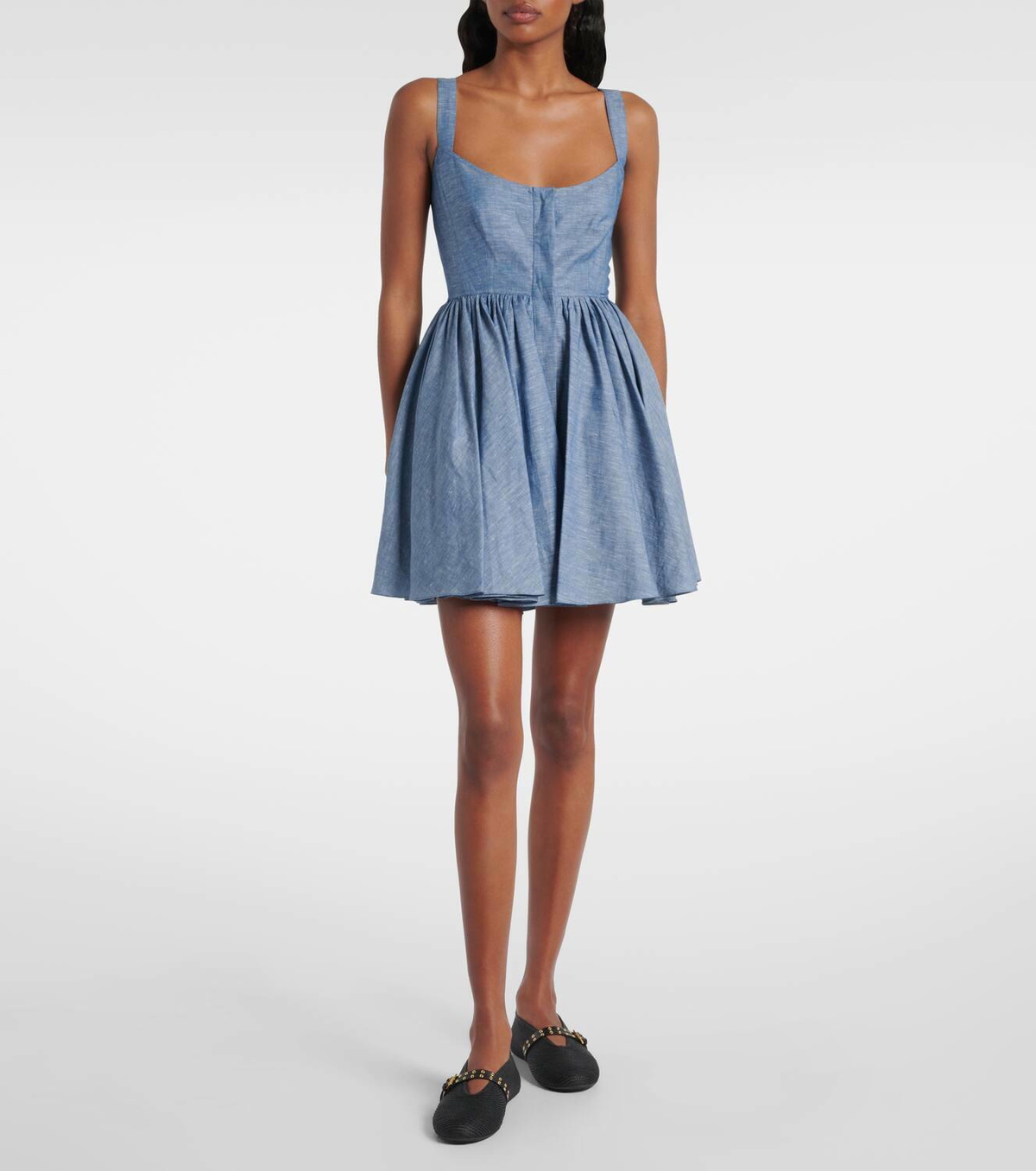 Alaa Cotton and linen chambray bustier dress ALAA
