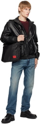 Hugo Black Stacked Logo Faux-Leather Jacket