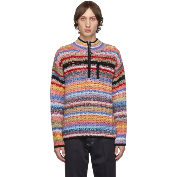 Photo: Kenzo Multicolor Stripes Zip-Up Sweater