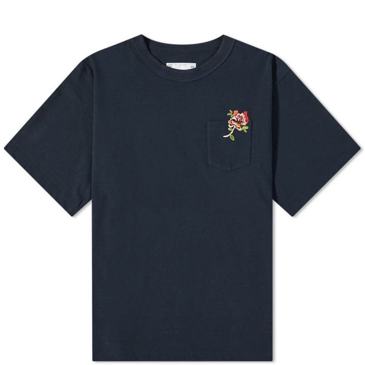 Photo: Sacai Men's Flower Embroidery T-Shirt in Navy