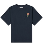 Sacai Men's Flower Embroidery T-Shirt in Navy