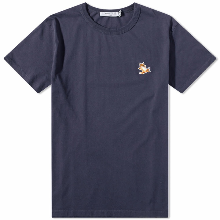 Photo: Maison Kitsuné Men's Chillax Fox Patch Classic T-Shirt in Navy