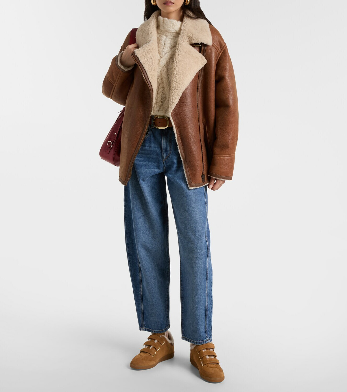 Isabel Marant Adelina shearling-trimmed leather jacket
