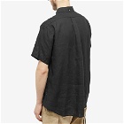 Engineered Garments Men's Popover Button Down Short Sleeve Shirt in Black Handkerchief Linen