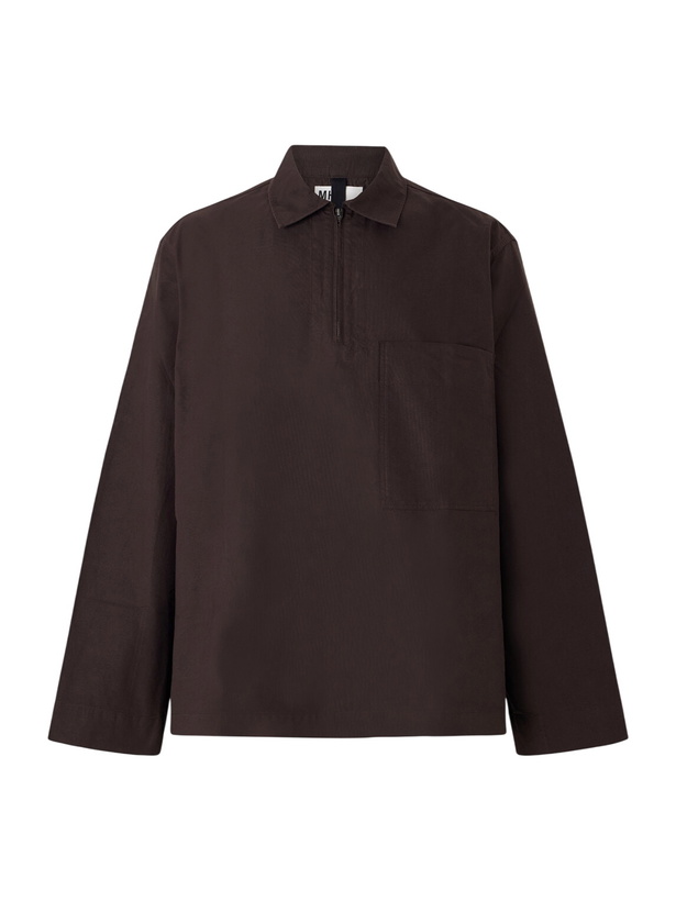 Photo: Margaret Howell - Half Zip-Up Cotton Shirt - Brown