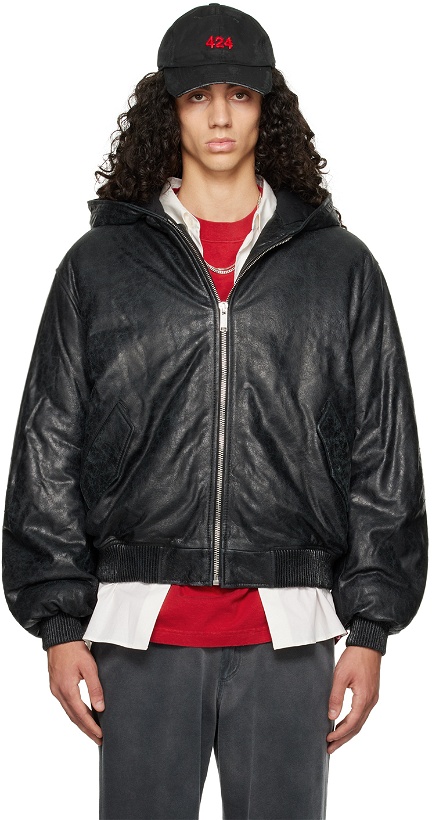 Photo: 424 Black Padded Leather Jacket
