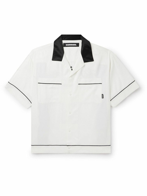 Photo: Neighborhood - Cropped Camp-Collar Satin-Trimmed Embroidered Twill Shirt - White