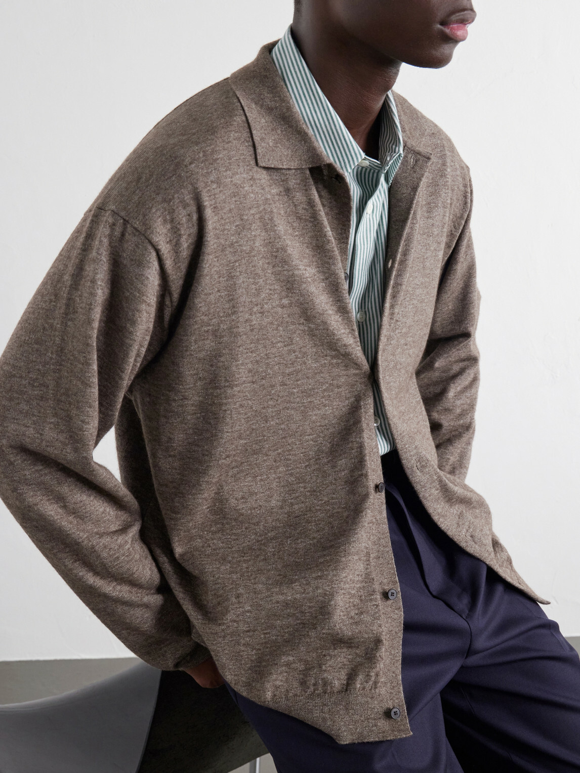 ATON - Cotton and Yak Wool-Blend Cardigan - Brown