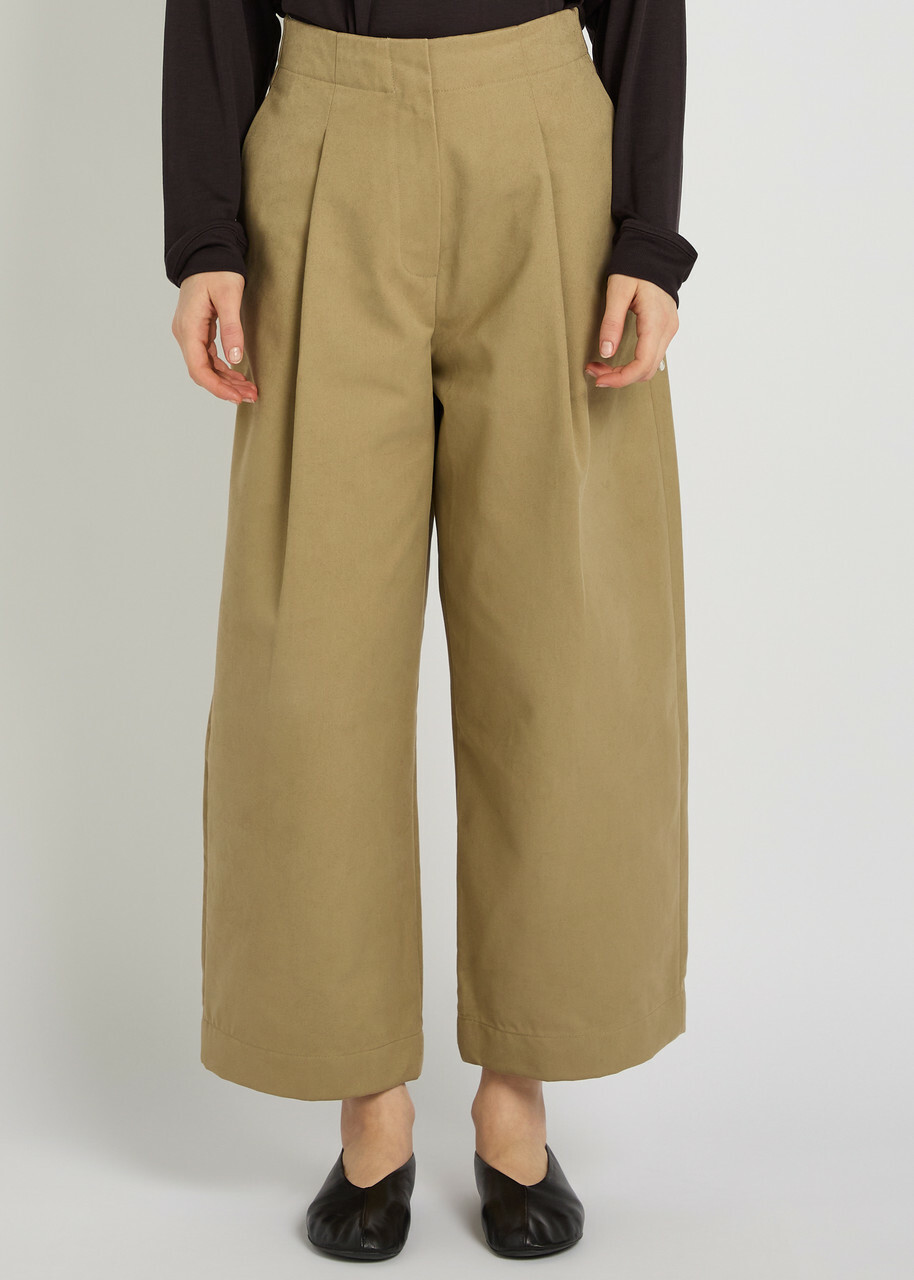 Studio Nicholson Peached Wide-leg Cotton-twill Trousers Tan