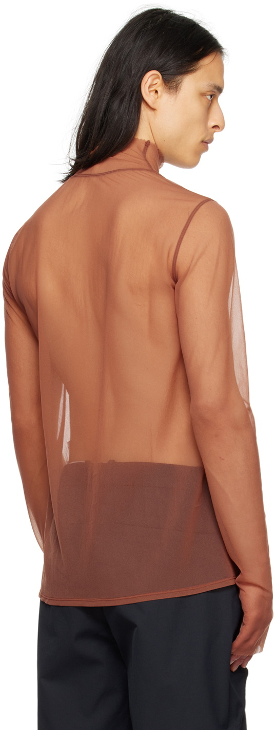 Cornerstone Brown Scalloped Turtleneck
