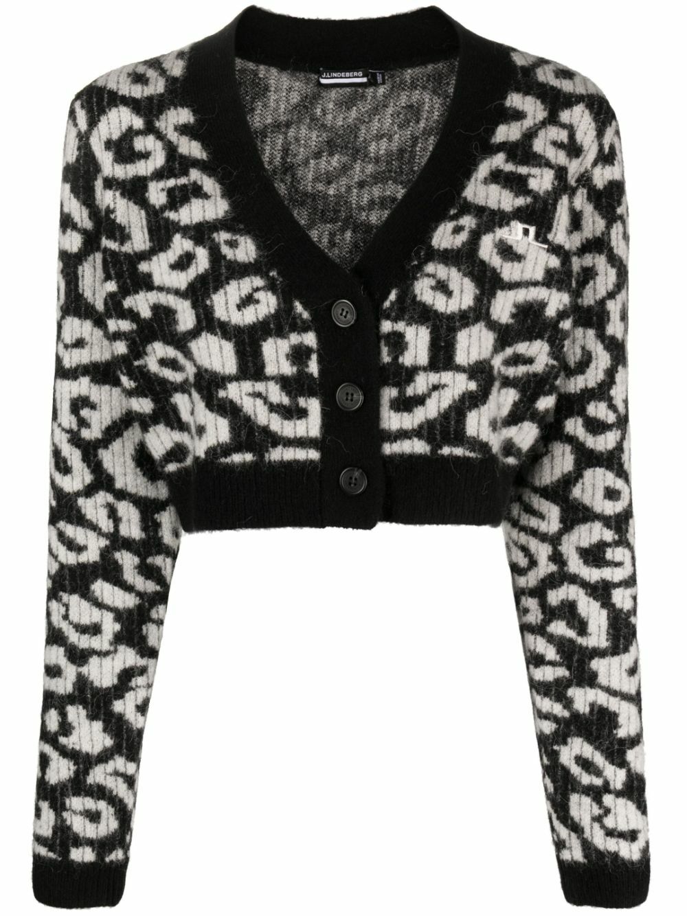 J.Lindeberg Black Mallory Leopard-Pattern Cardigan