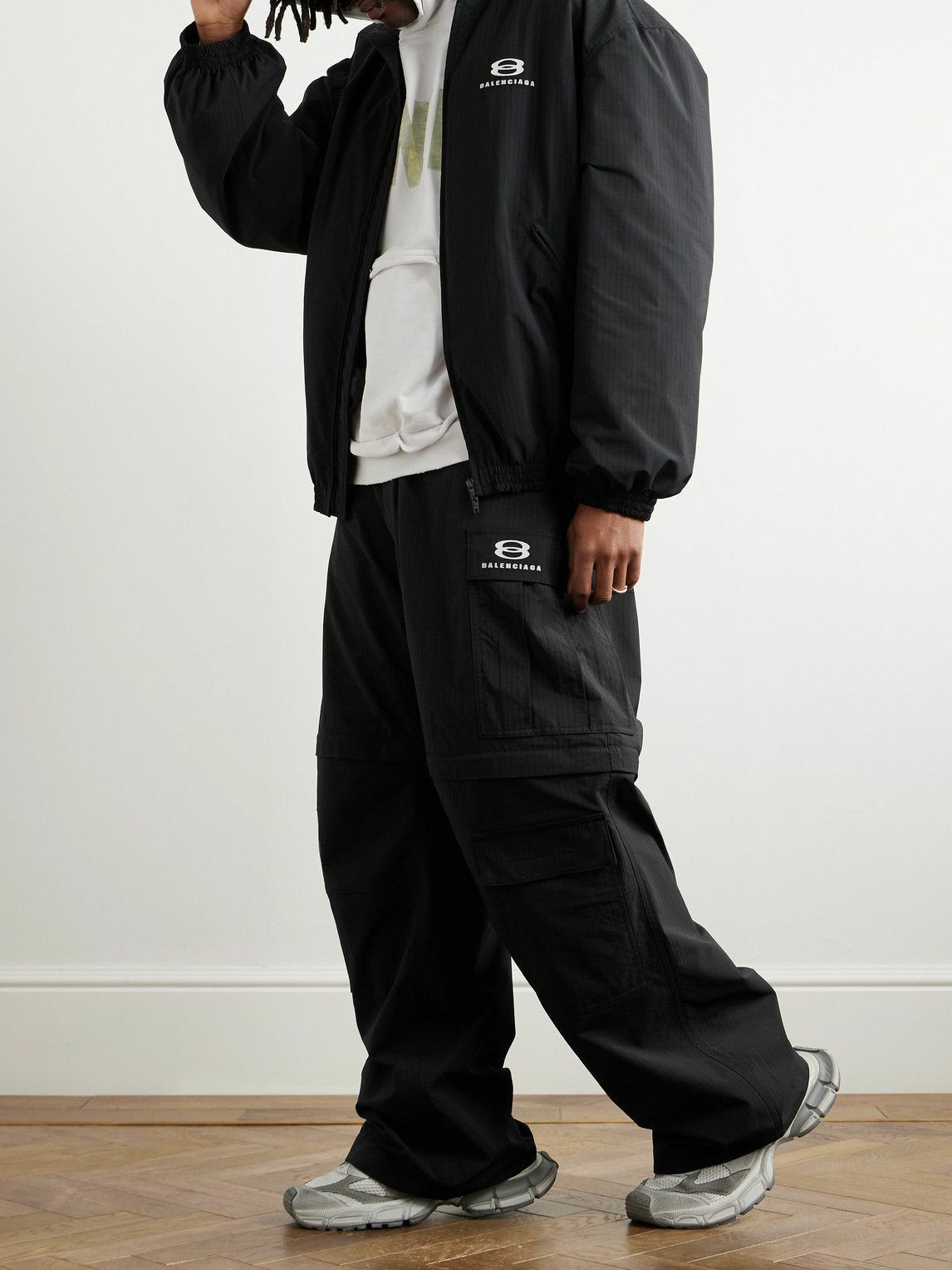 Balenciaga - Wide-Leg Logo-Embroidered Ripstop Cargo Trousers