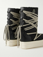 Moncler - Bigrocks Leather-Trimmed Nylon Platform Boots - Black