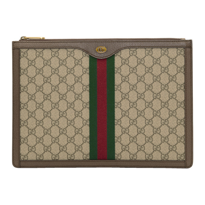 Photo: Gucci Brown and Beige GG Supreme Pouch