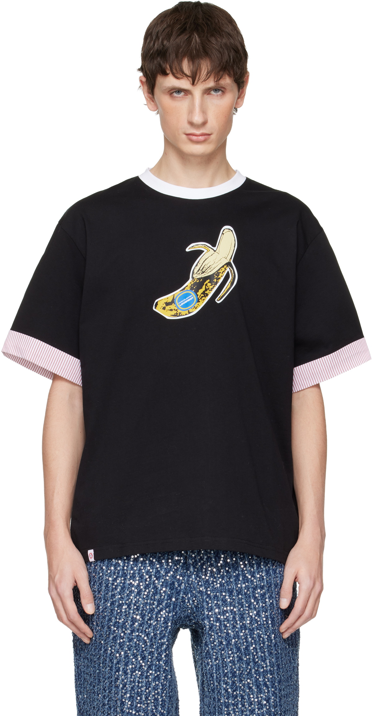 Charles Jeffrey LOVERBOY Black Turn Up T-shirt