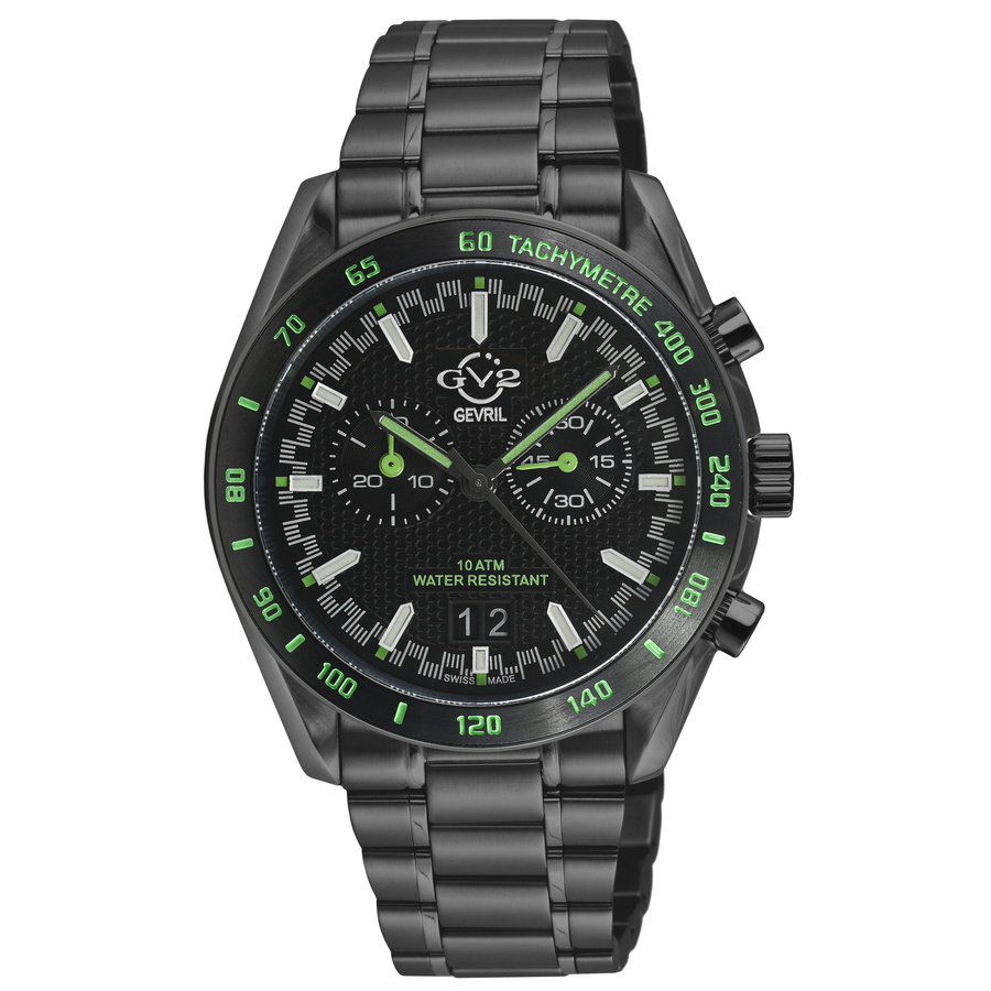 GV2 by Gevril Freccia Chronograph Quartz Black Dial Mens Watch 42903B
