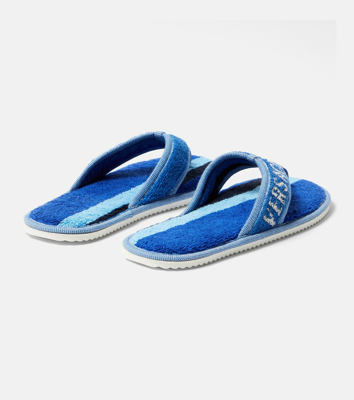Versace Home Striped cotton terry slippers