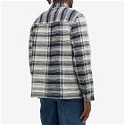 Folk Men's Patch Overshirt in Navy Basket Weave Check