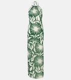 Cala de la Cruz Acasia beaded printed halterneck maxi dress