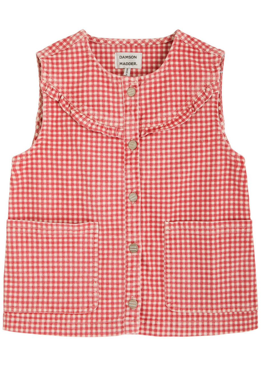 Damson Madder Mari Gingham Stretch-denim Gilet Red