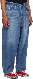 mastermind JAPAN Blue Embroidered Jeans