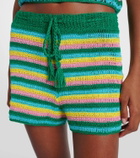 Anna Kosturova Striped crochet cotton shorts