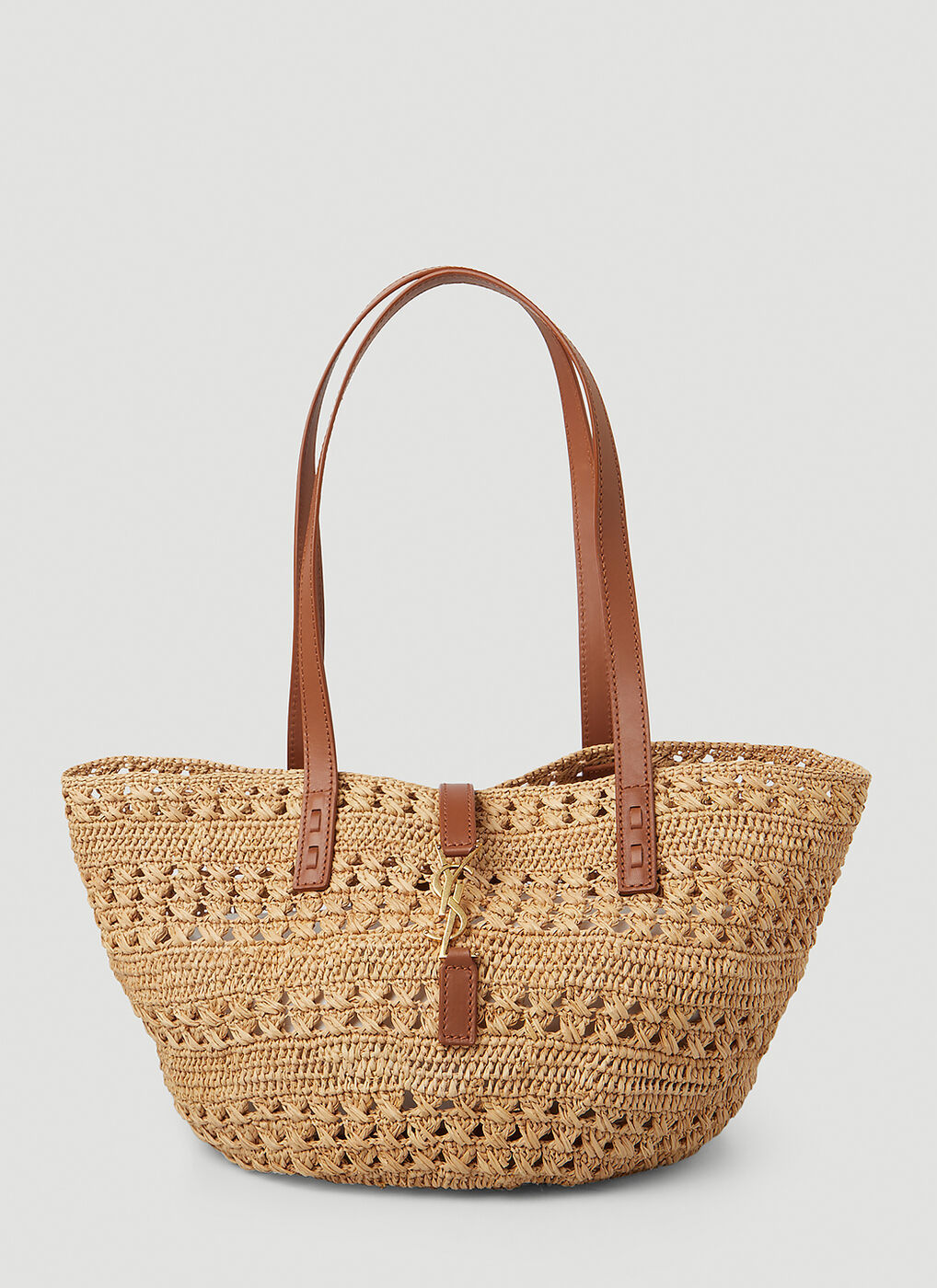 ★TOUT Y EST★ Panier Raffia Logo Tote Bag Beige 685634GQTLW Panier Raffia Tote Bag in Beige Saint Laurent