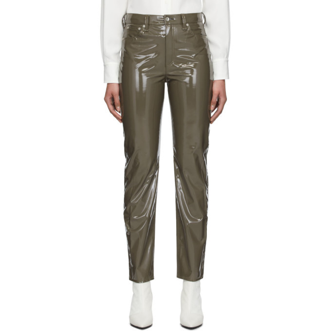 rag and bone Taupe Vinyl Nina Cigarette Trousers Rag and Bone