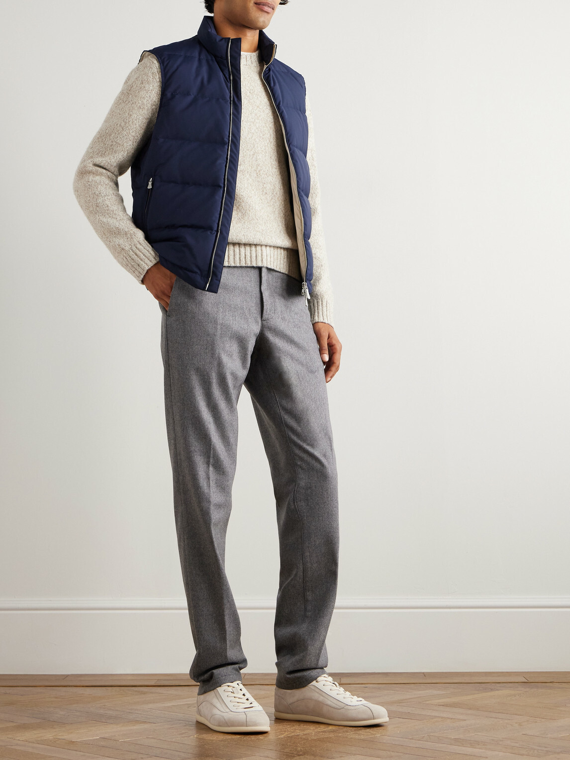 Eleventy - Quilted Tech Wool-Blend Down Gilet - Blue