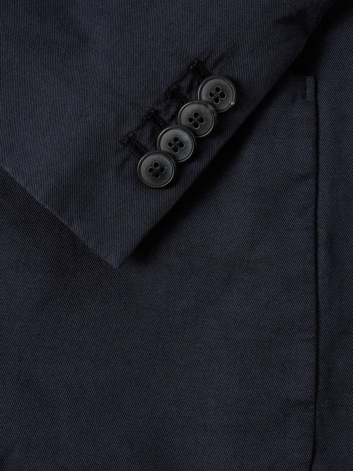 Sunspel - Unstructured Garment-Dyed Cotton and Linen-Blend Twill Blazer - Blue