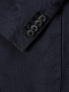 Sunspel - Unstructured Garment-Dyed Cotton and Linen-Blend Twill Blazer - Blue