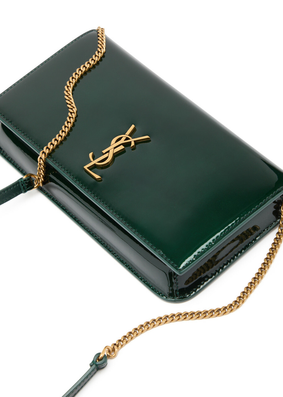 Saint Laurent Cassandre Patent Leather Phone Case - Dark Green