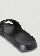 Versace - Logo Embossed Slides in Black
