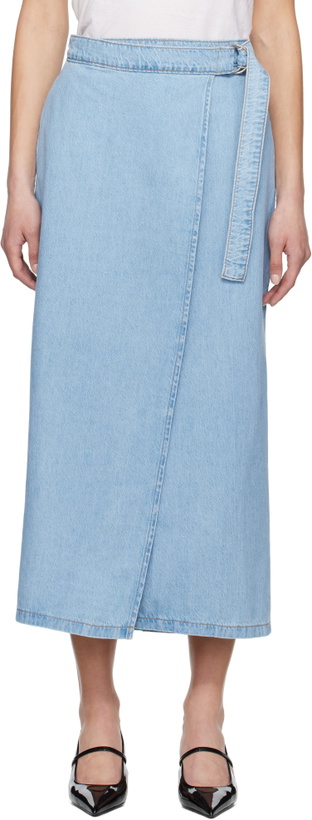 Photo: Levi's Blue Column Wrap Denim Maxi Skirt