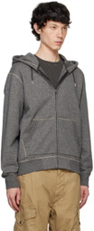 RRL Gray French Terry Full-Zip Hoodie