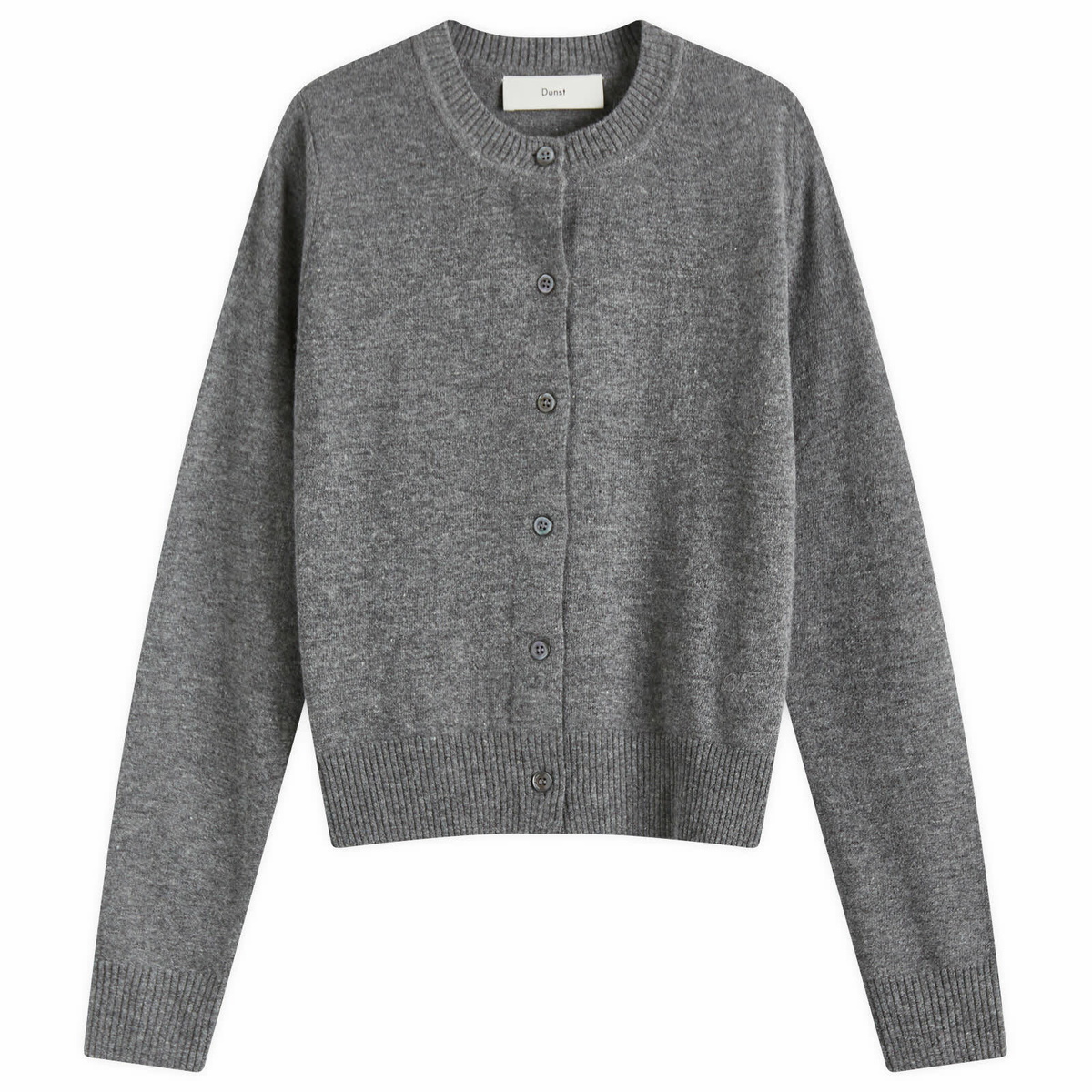 DUNST Women's Essential Crewneck Knit Cardigan in Melange