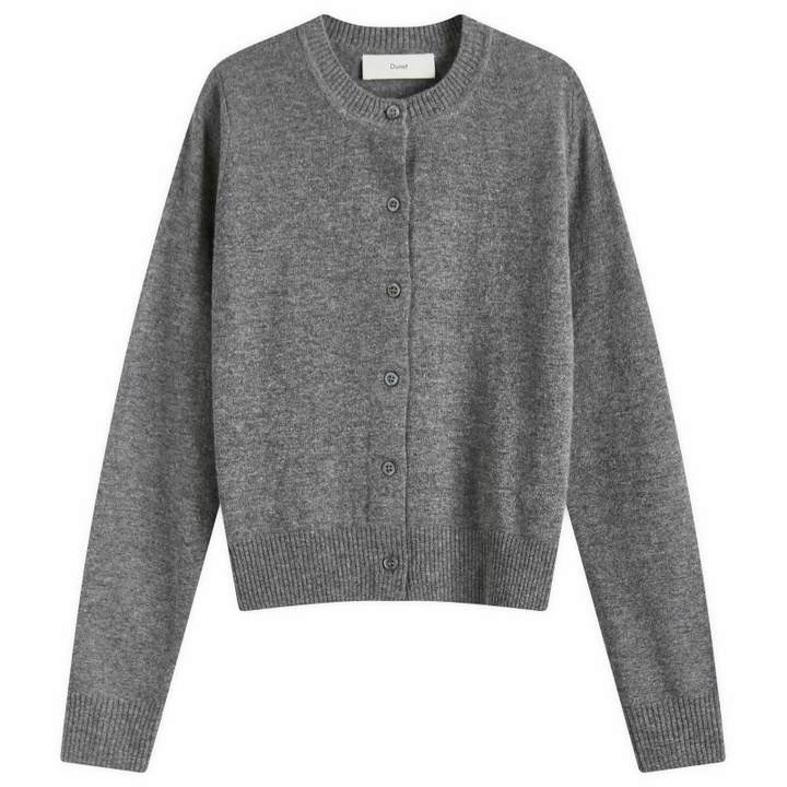 Photo: DUNST Women's Essential Crewneck Knit Cardigan in Melange Grey