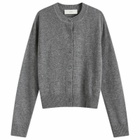DUNST Women's Essential Crewneck Knit Cardigan in Melange Grey