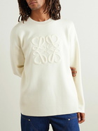 LOEWE - Logo-Debossed Wool-Blend Sweater - Neutrals