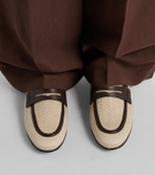 Brunello Cucinelli Woven leather-trimmed penny loafers