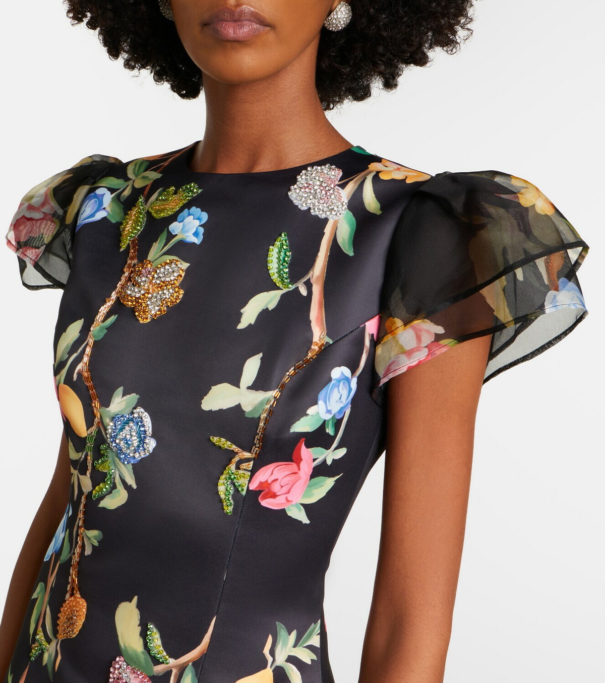 Leo Lin Sofia embellished floral maxi dress