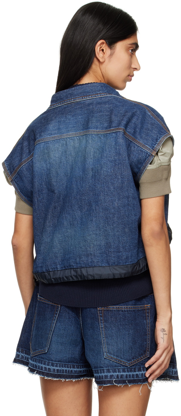 sacai Blue Cap Sleeve Denim Shirt