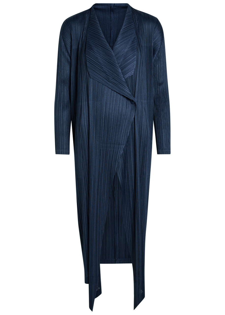 Pleats Please Issey Miyake Black Pleated Hooded Coat Pleats Please