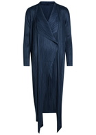 Pleats Please Issey Miyake Pleated Woven Coat Navy