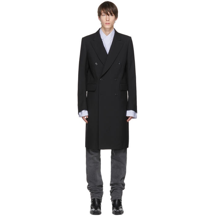 Vetements Black Wool Double-Breasted Coat 