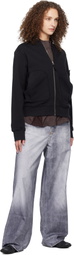 Stone Island Black 6100014 Mesh Stitch Organic Fleece Track Jacket